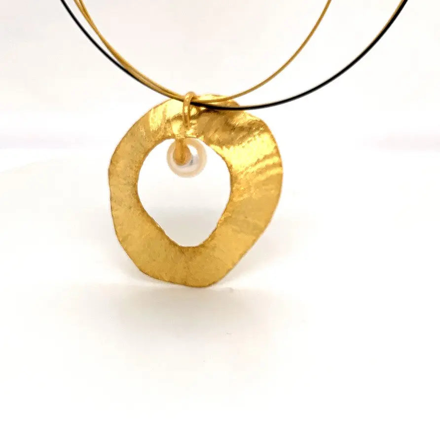 Sea & Moon Large Necklace, Sterling Silver with Gold Plate
