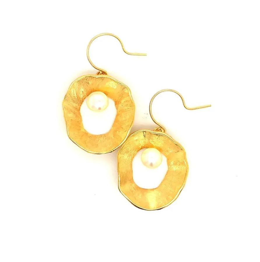 Sea & Moon Medium Earring, Sterling Silver with Gold Plate