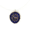 Dance of Stamens Necklace Midi, Silver Hollow Bezel with Lapis Lazuli