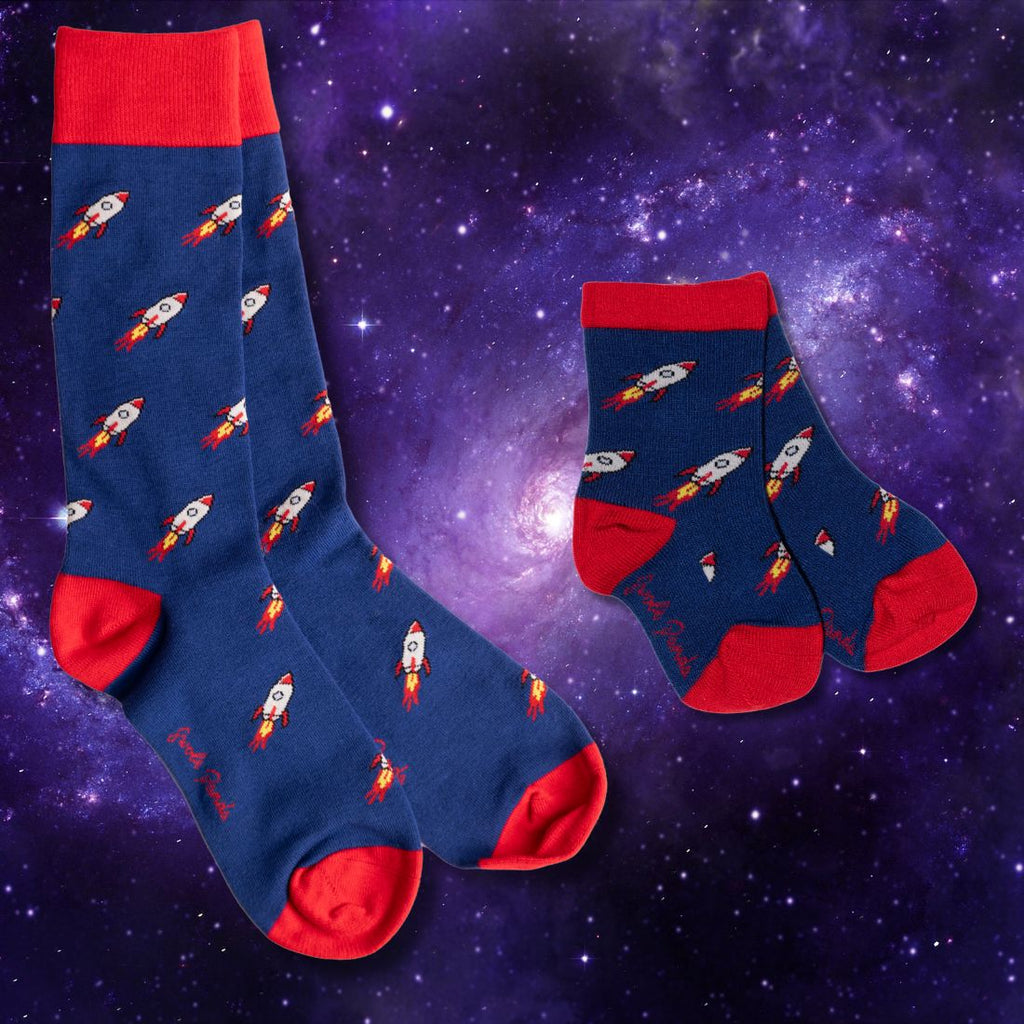 Rocket Matching Bamboo-Blend Sock Set, Adult & Child