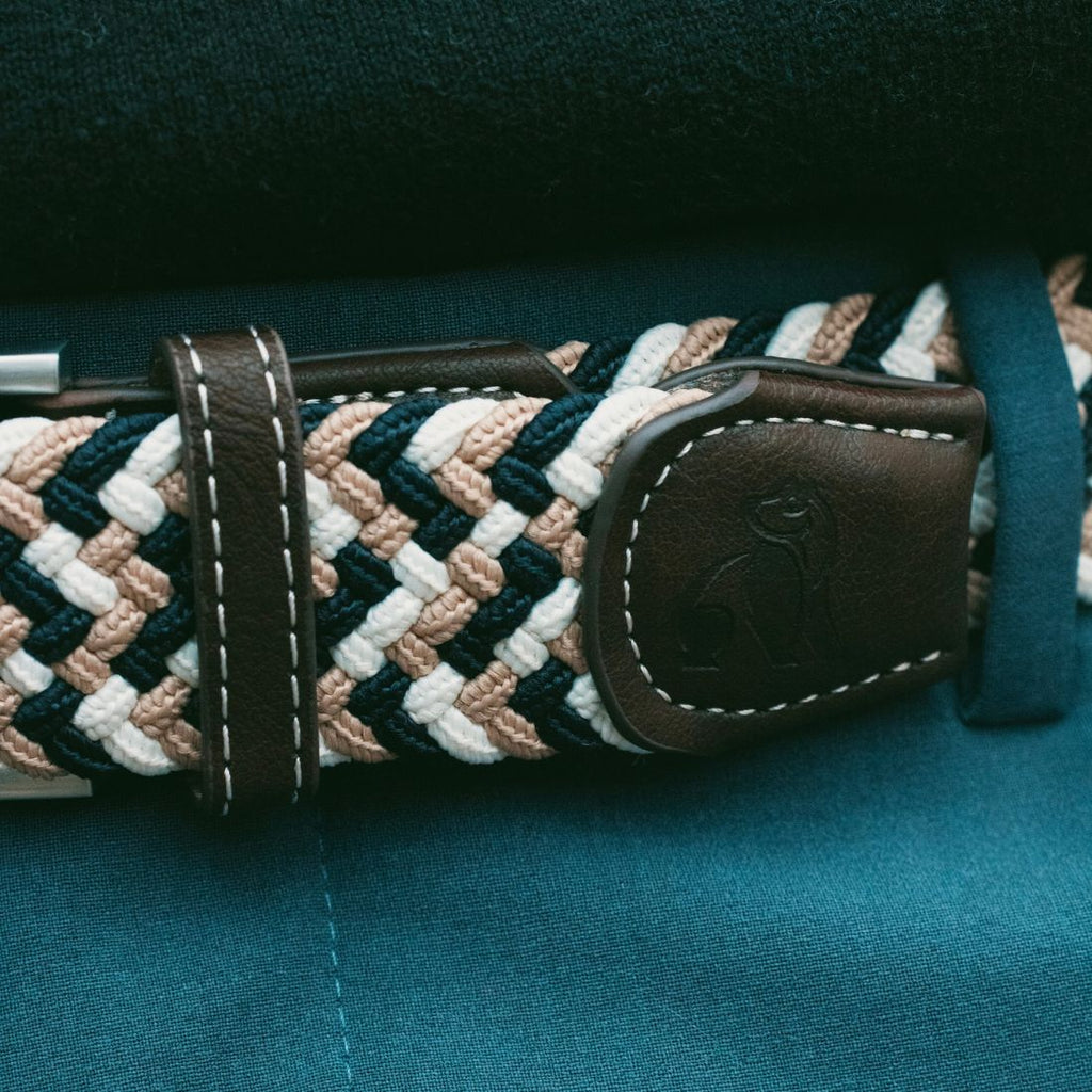 Navy & Beige Zigzag Recycled Woven Belt
