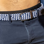 Navy & White Zigzag Recycled Woven Belt