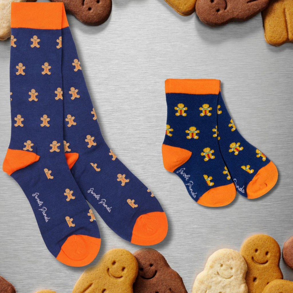 Gingerbread Men Matching Bamboo-Blend Sock Set, Adult & Child