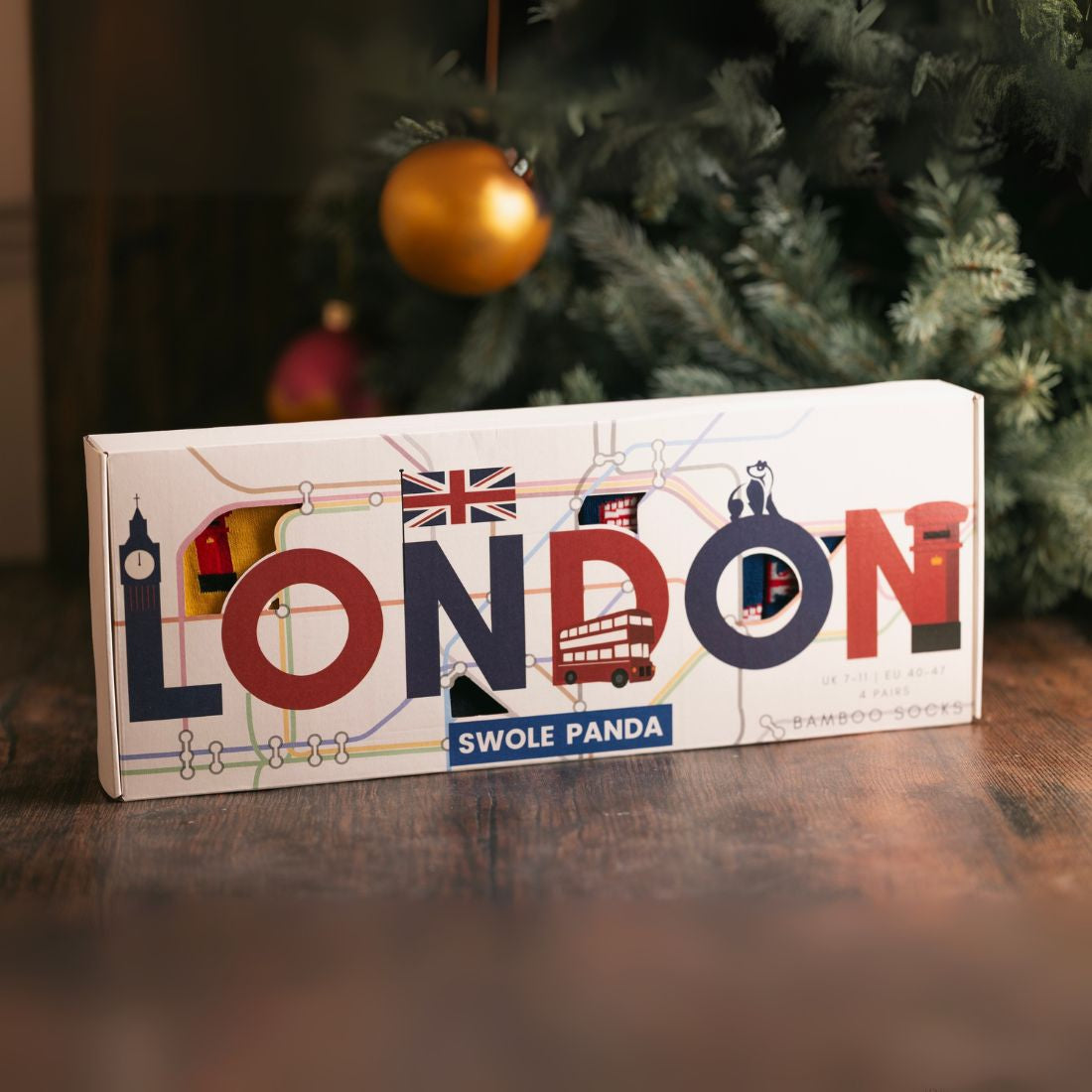 London Bamboo-Blend Sock Gift Box, 4 Pairs