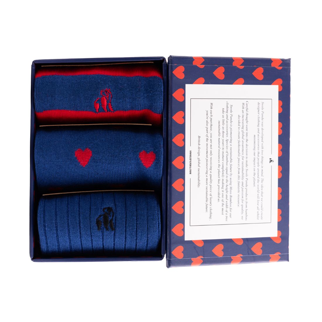 Love Heart Bamboo-Blend Sock Gift Box, 3 Pairs