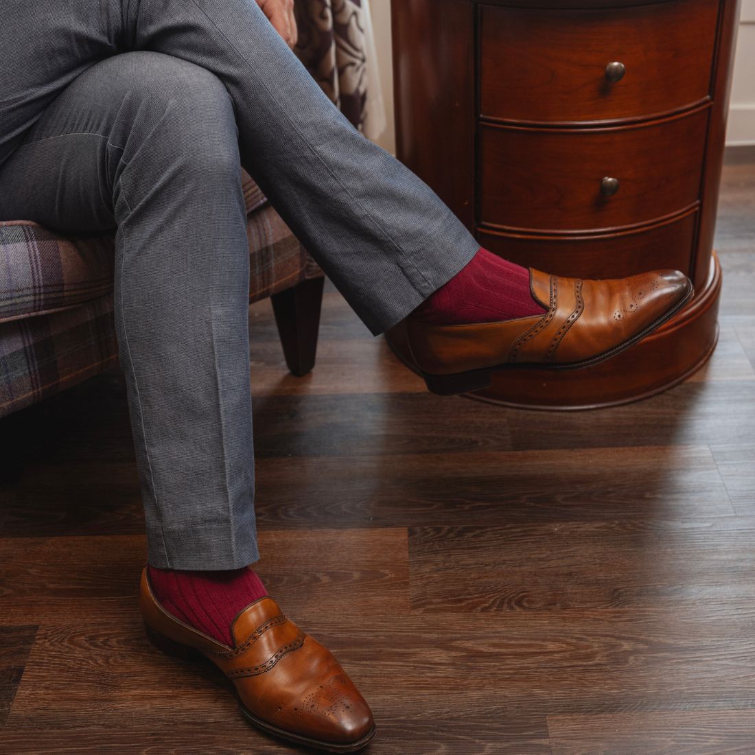 Deep Burgundy Bamboo-Blend Socks