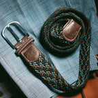 Black & Orange & Blue Dot Recycled Woven Belt