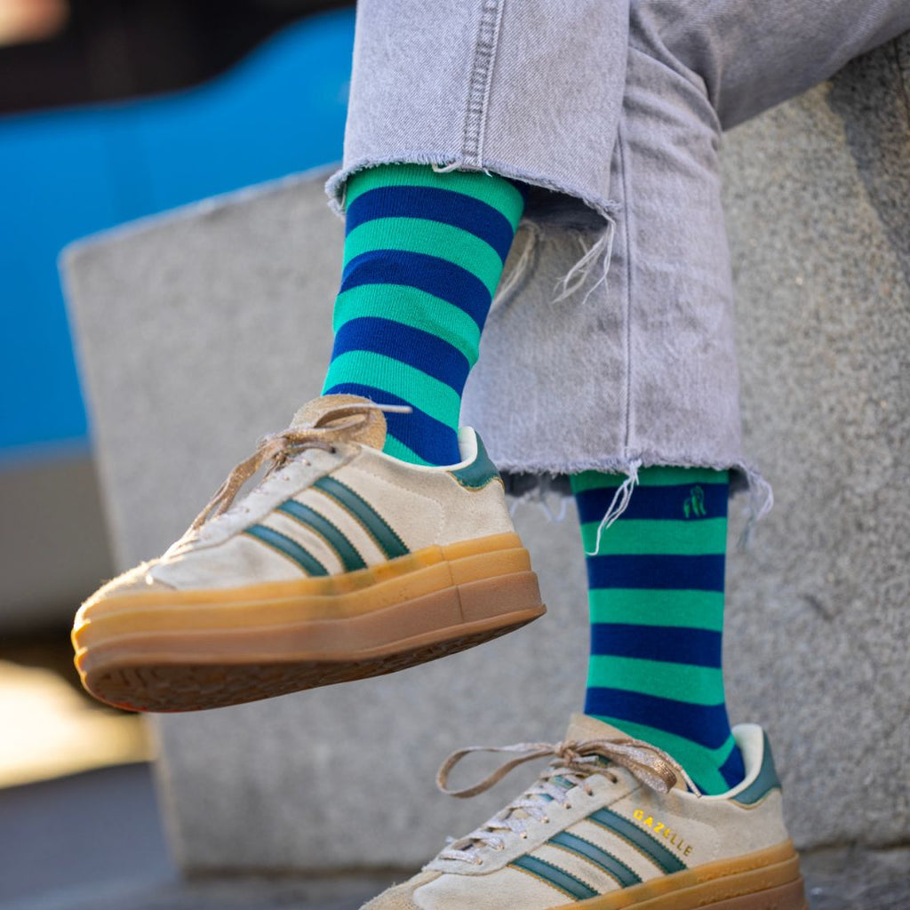Lime Green Striped Bamboo-Blend Socks