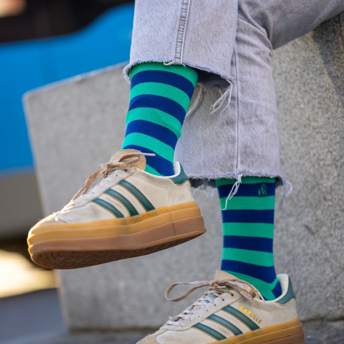 Lime Green Striped Bamboo-Blend Socks