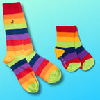 Rainbow Stripe Matching Bamboo-Blend Sock Set, Adult & Child