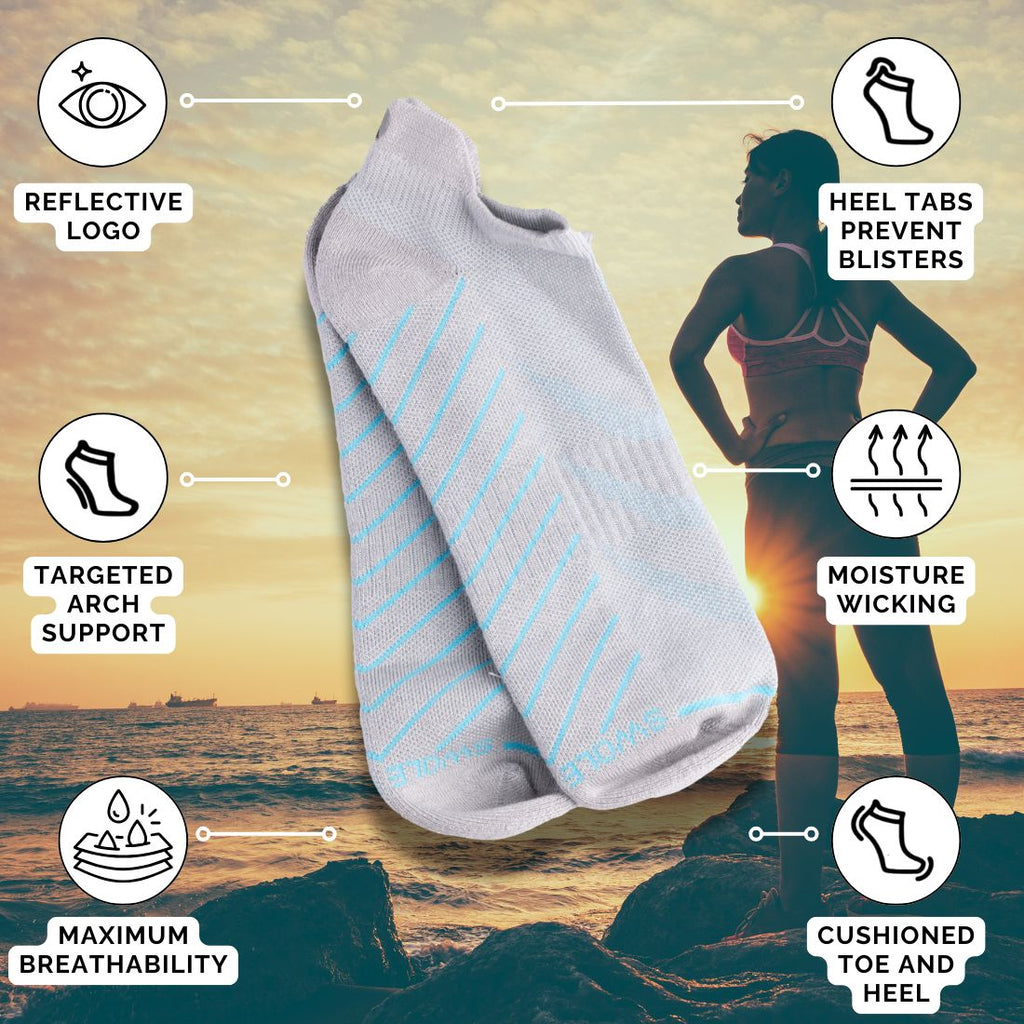 Grey Bamboo-Blend Performance Trainer Socks