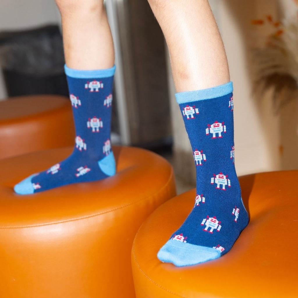 Children's Robot Bamboo-Blend Socks