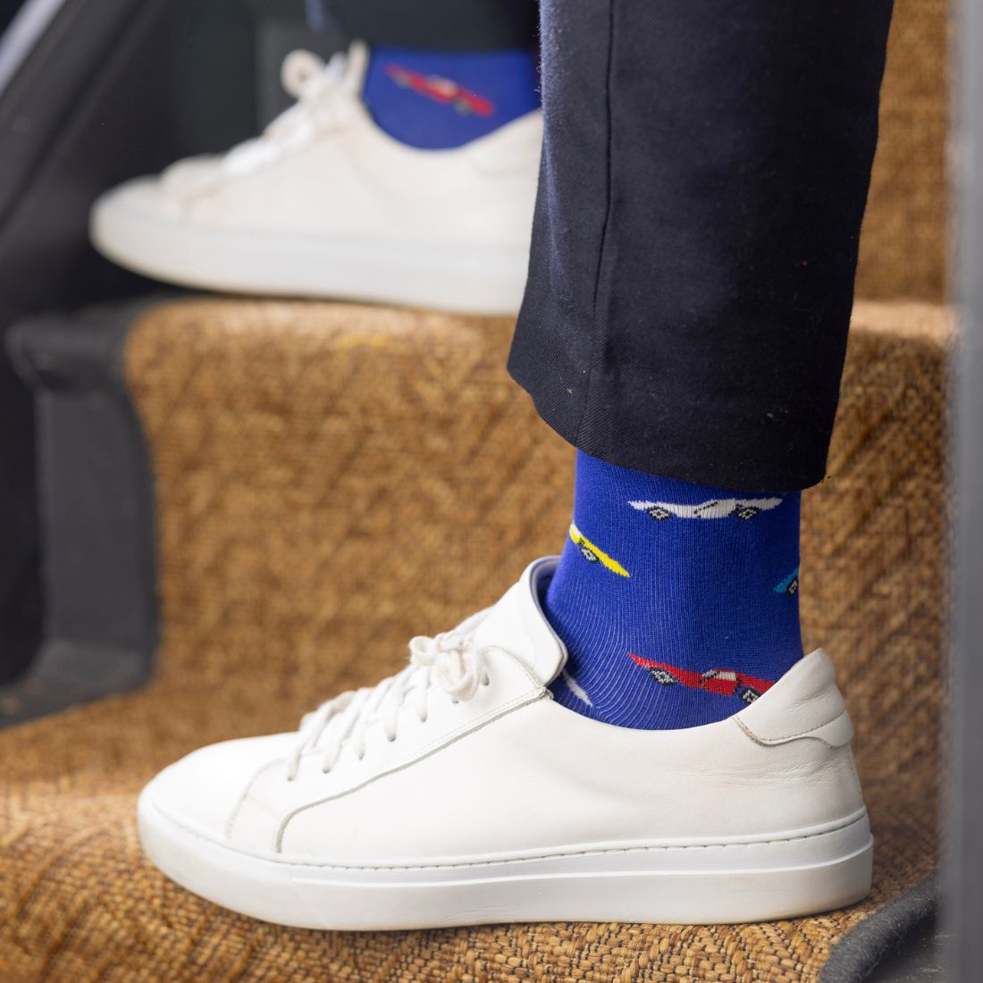Blue Classic Car Bamboo-Blend Socks