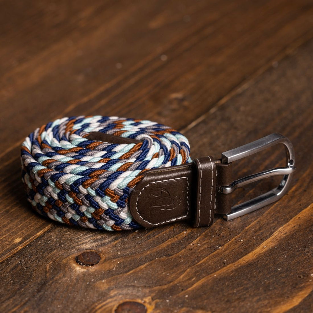 Navy & Grey & Brown Zigzag Recycled Woven Belt