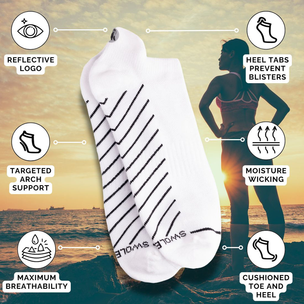 White Bamboo-Blend Performance Trainer Socks