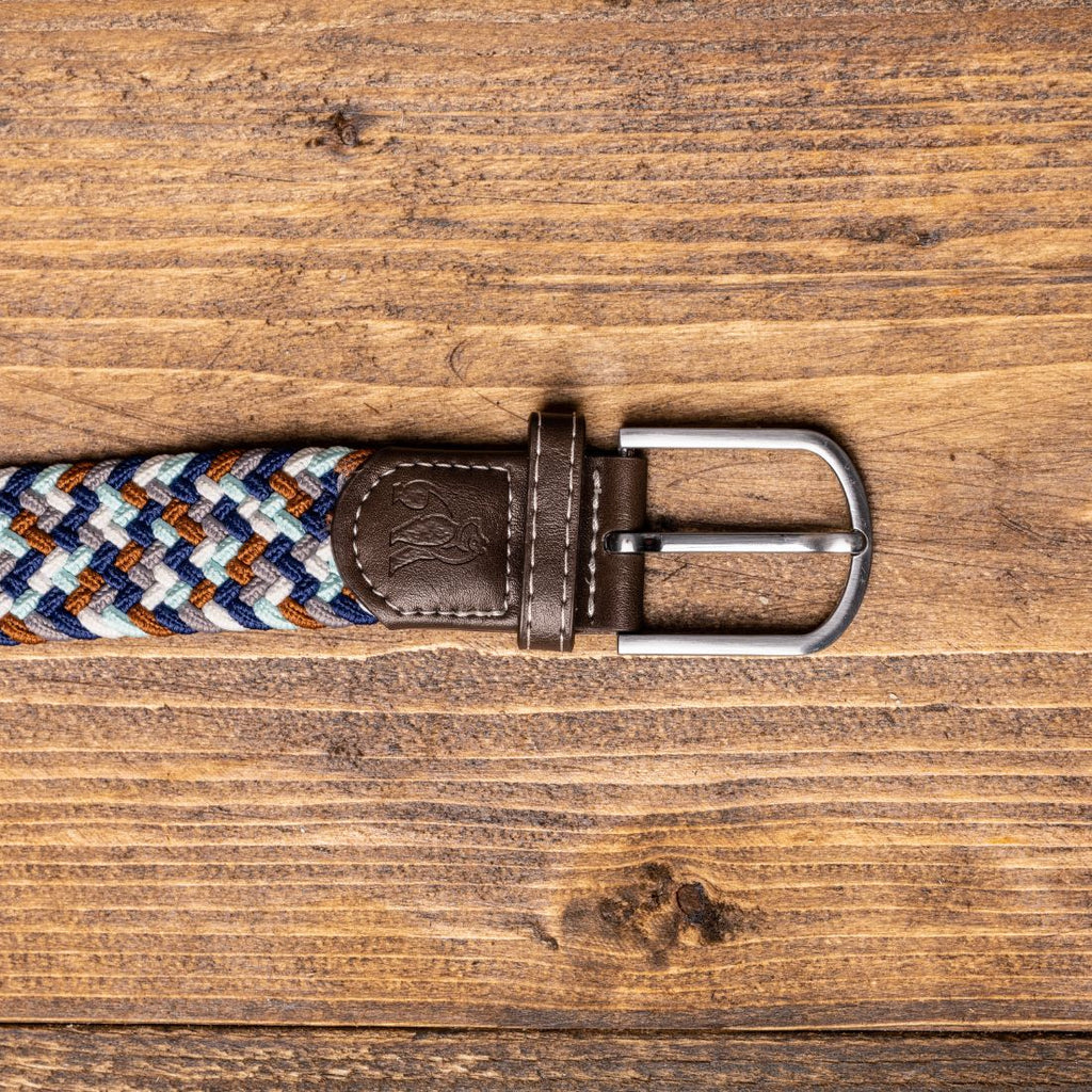 Navy & Grey & Brown Zigzag Recycled Woven Belt