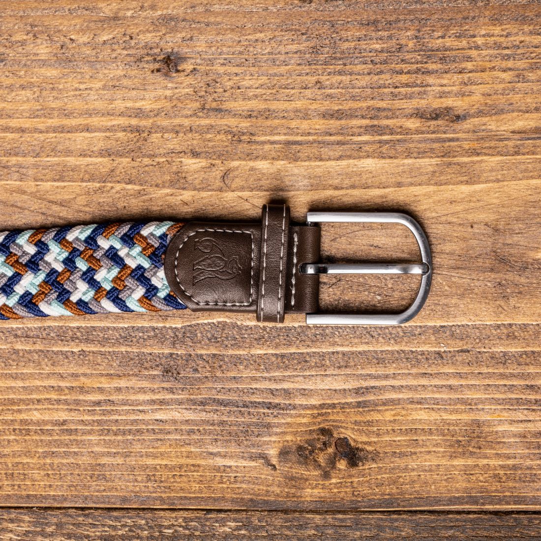 Navy & Grey & Brown Zigzag Recycled Woven Belt