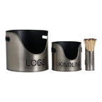 Pewter Finish Logs And Kindling Buckets & Matchstick Holder – alternate view 2