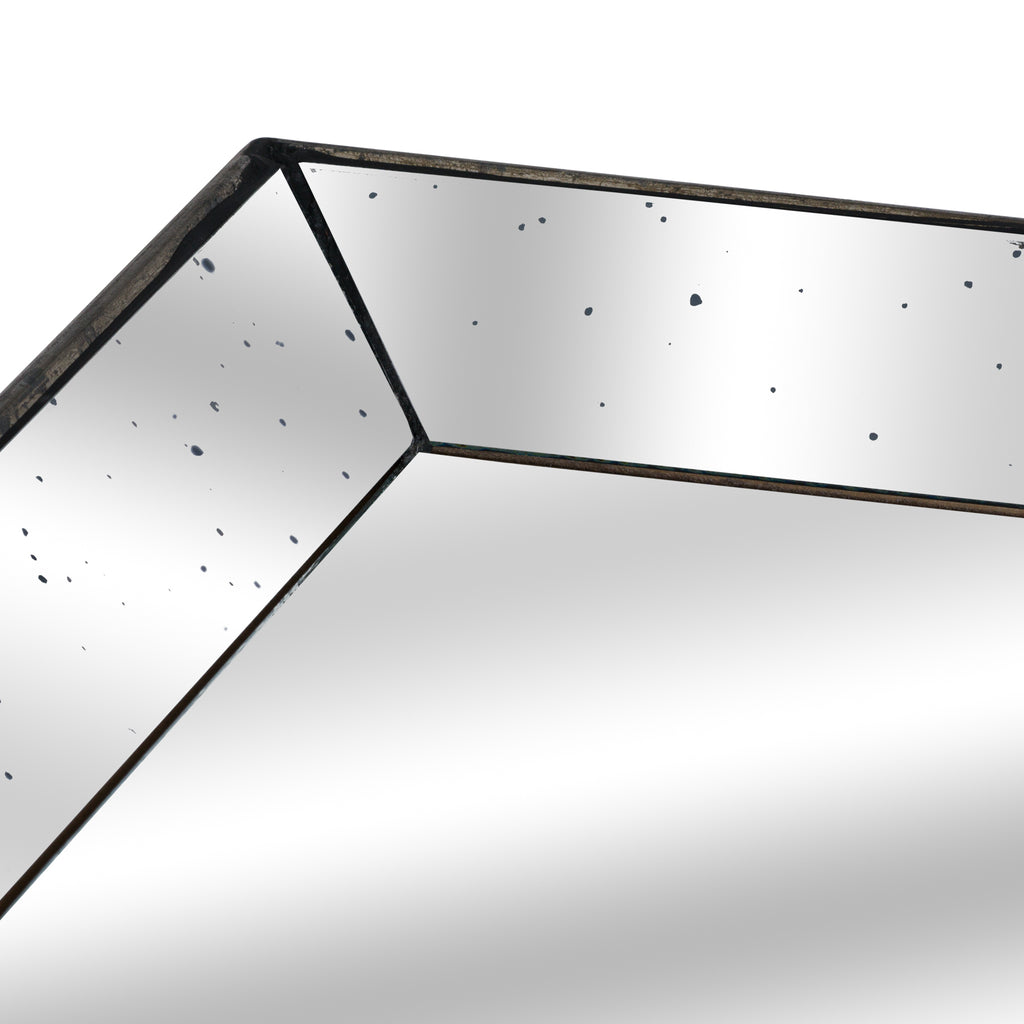 Astor Distressed Mirrored Square Tray W/Wooden Detailing Lge – alternate view 2