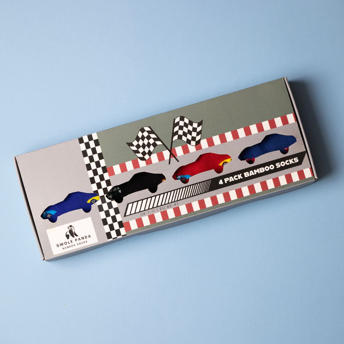 Racing Car Bamboo-Blend Sock Gift Box, 4 Pairs