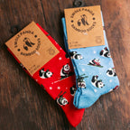 Red Skiing Panda Bamboo-Blend Socks