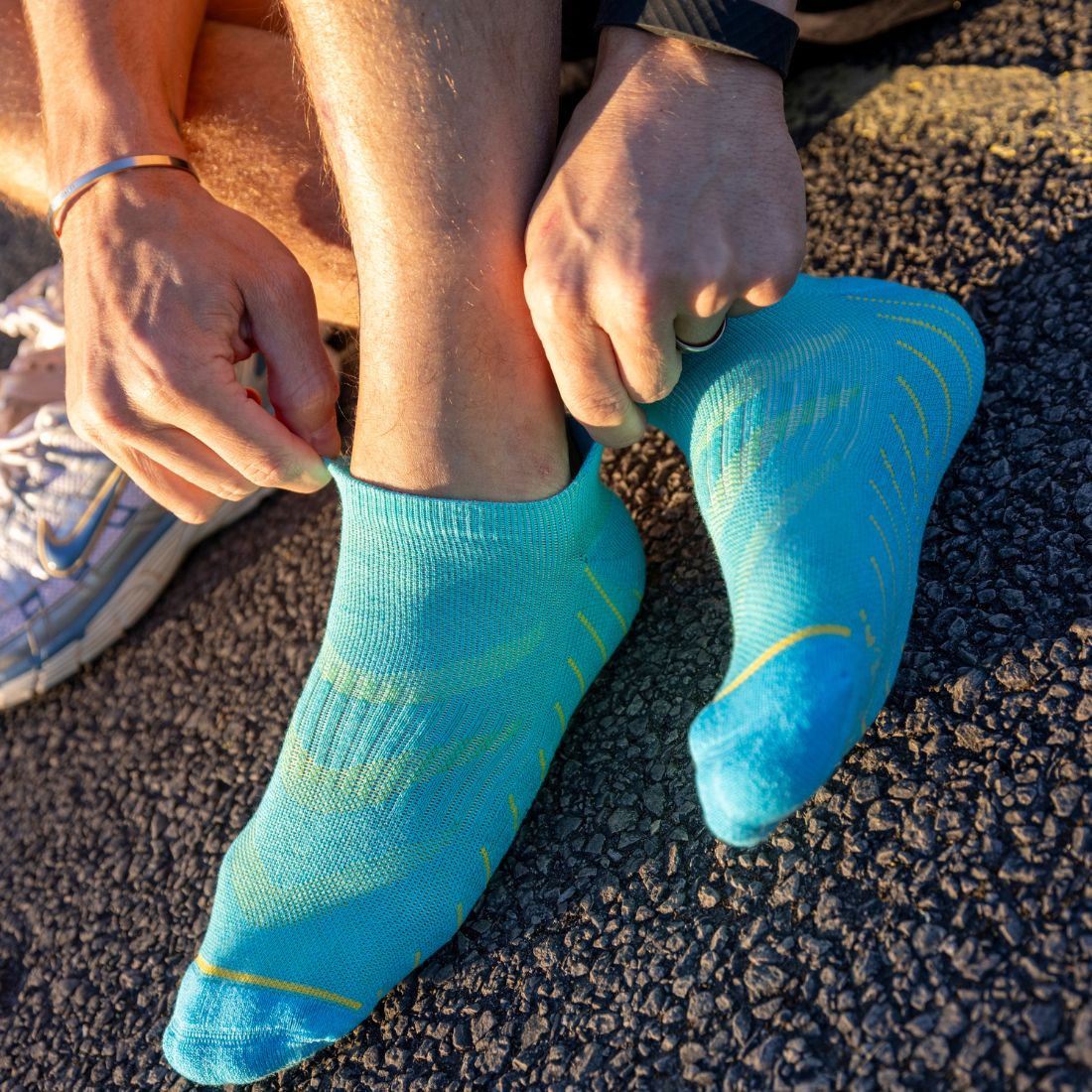 Blue Bamboo-Blend Performance Trainer Socks
