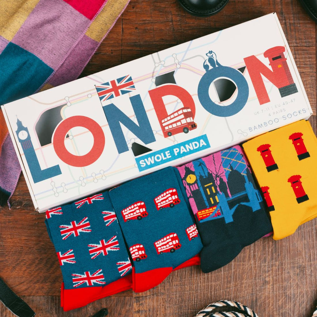 London Bamboo-Blend Sock Gift Box, 4 Pairs