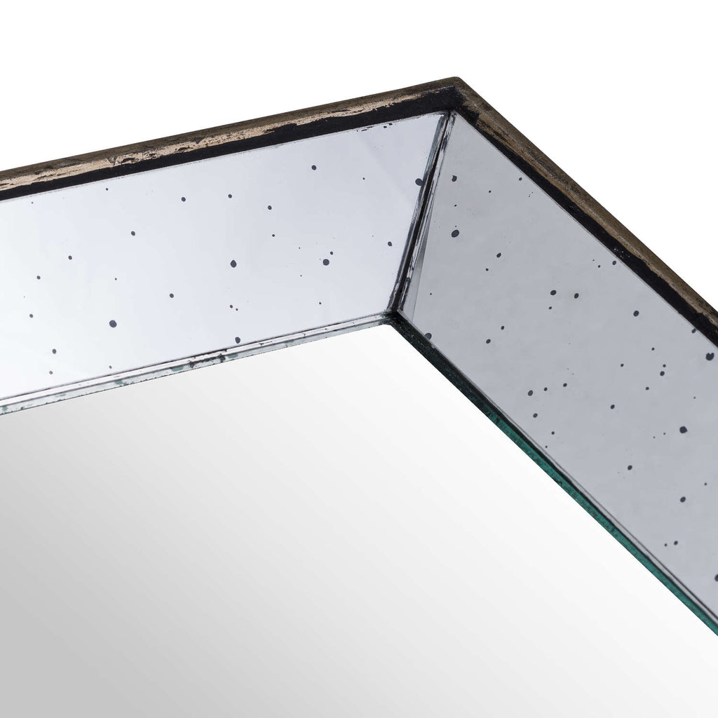 Astor Distressed Mirrored Square Tray W/Wooden Detailing Sml – alternate view 2