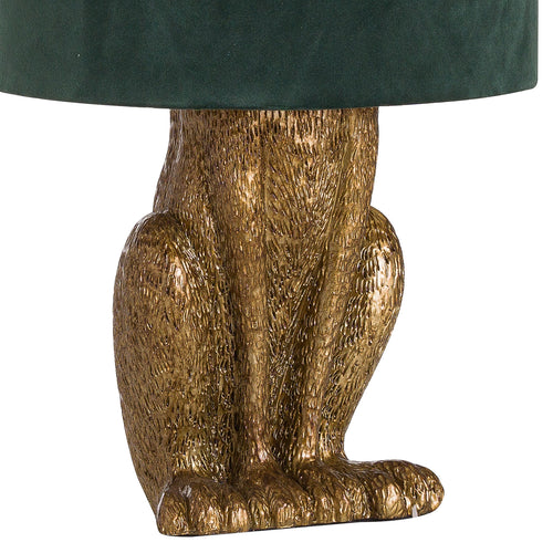Antique Gold Hare Table Lamp With Green Velvet Shade – alternate view 2
