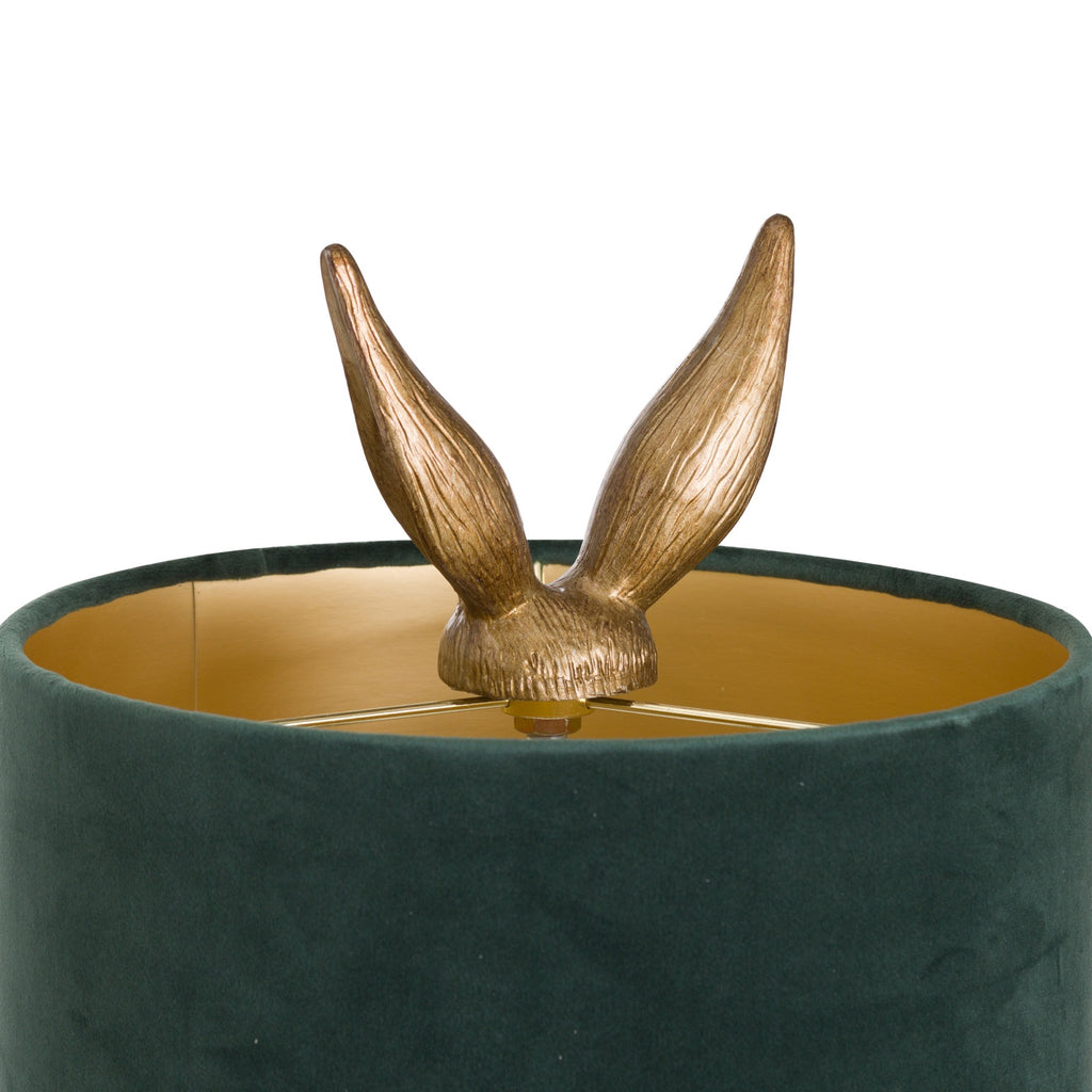 Antique Gold Hare Table Lamp With Green Velvet Shade – alternate view 3