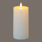 Luxe Collection Natural Glow 3x6 Textured Ribbed LED Candle