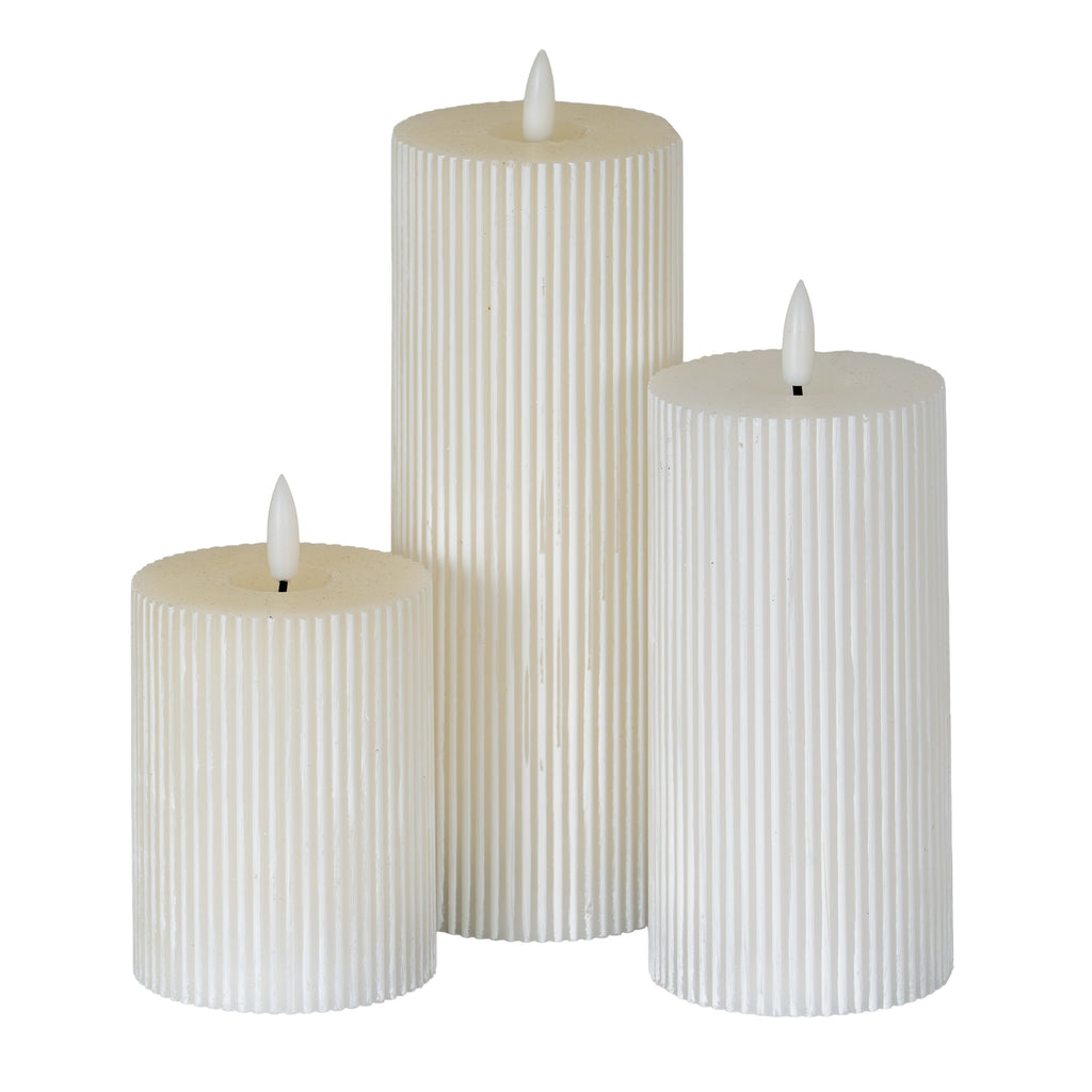 Luxe Collection Natural Glow 3x6 Textured Ribbed LED Candle