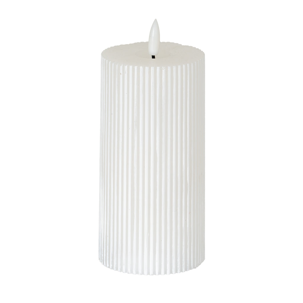 Luxe Collection Natural Glow 3x6 Textured Ribbed LED Candle