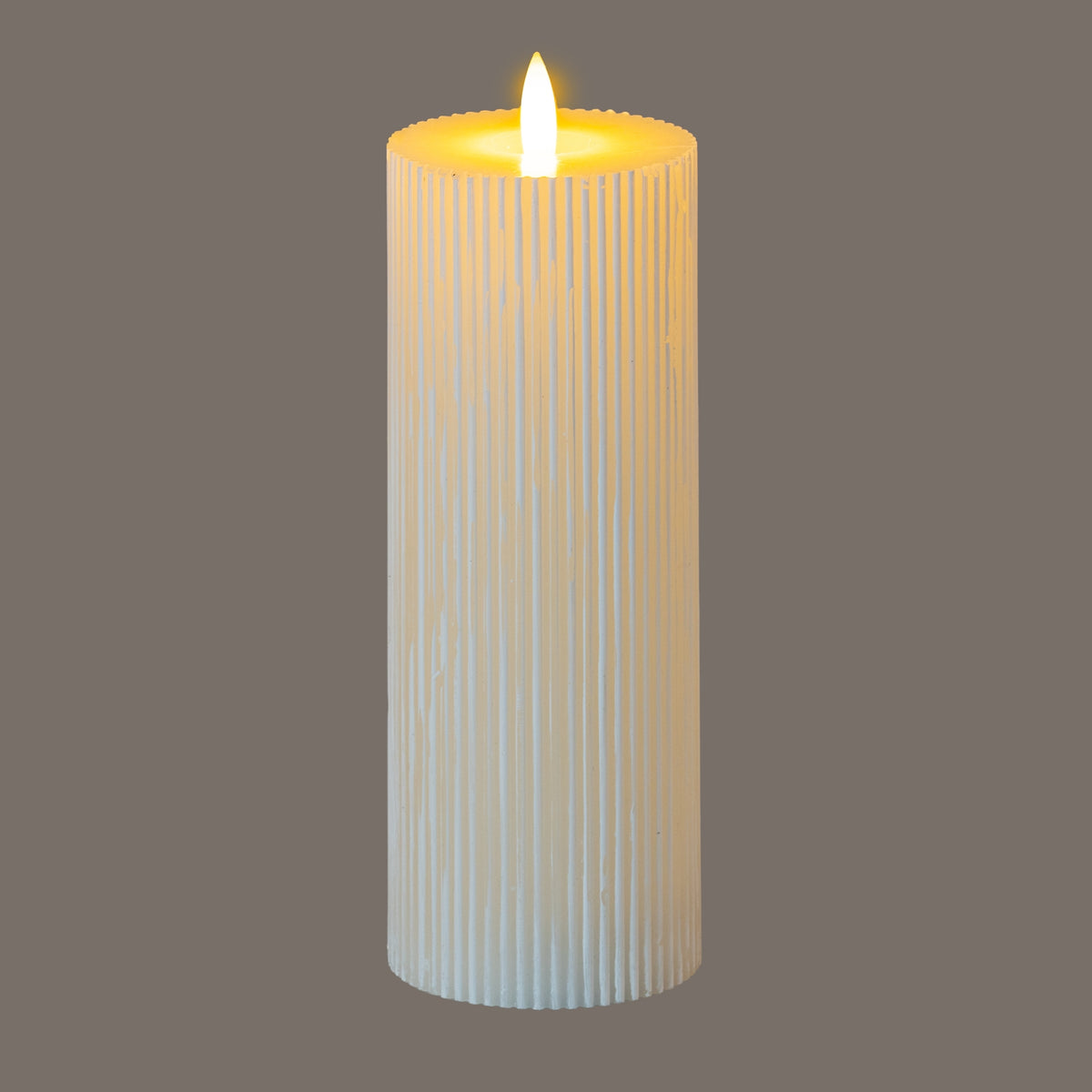 Luxe Collection Natural Glow 3.5x9 Texture Ribbed LED Candle – alternate view 2