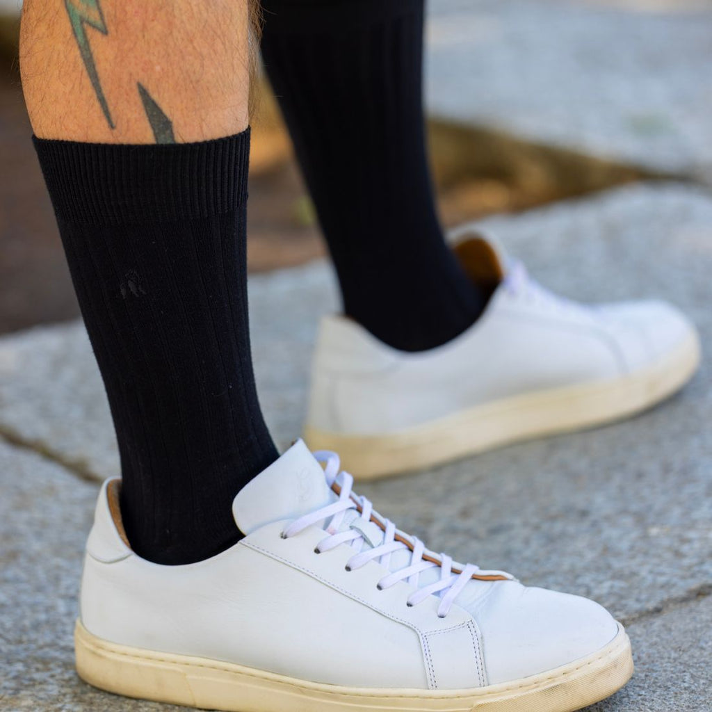 Jet Black Comfort Cuff Bamboo-Blend Socks