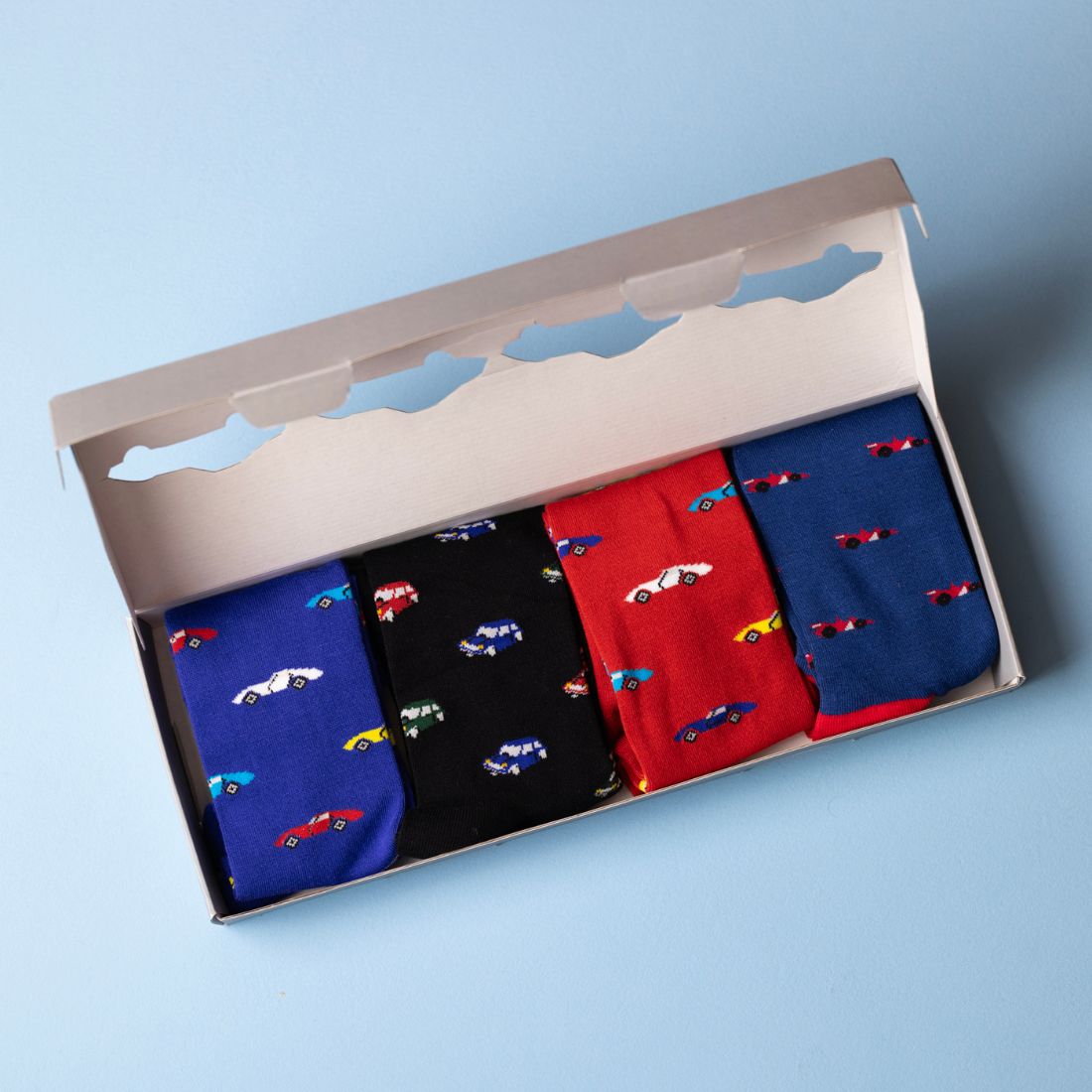 Racing Car Bamboo-Blend Sock Gift Box, 4 Pairs
