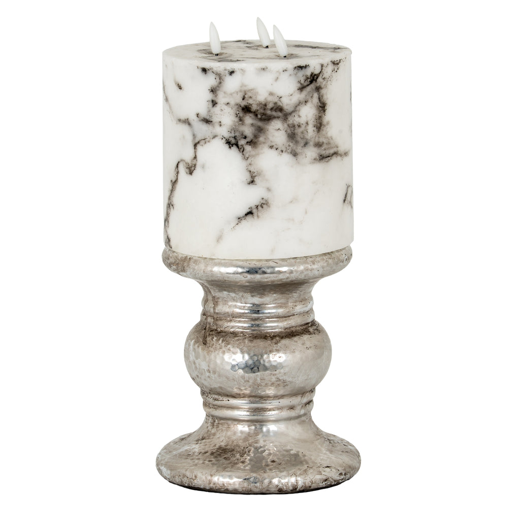 Silver Punch Faced Ceramic Large Candle Holder – alternate view 4