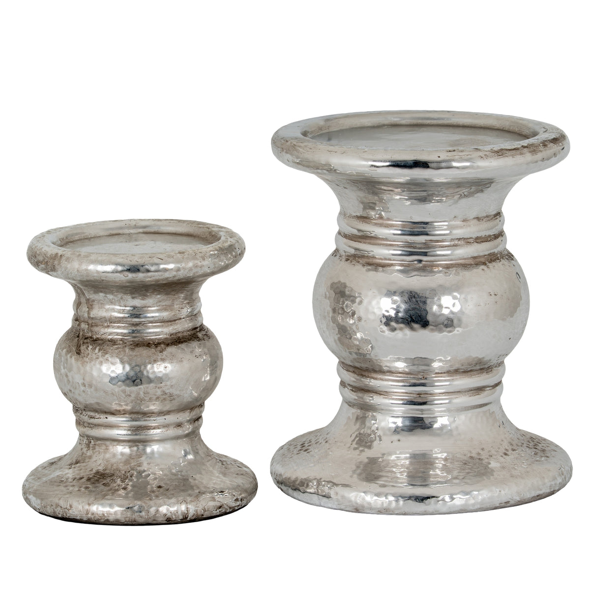 Silver Punch Faced Ceramic Large Candle Holder – alternate view 5