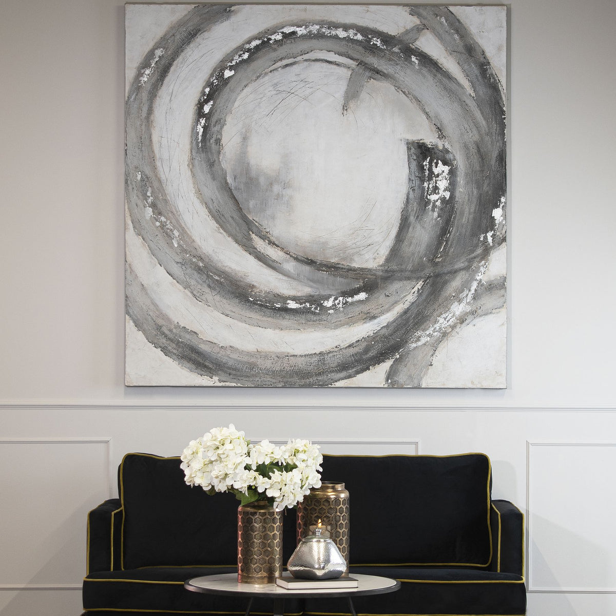 Galaxy Silver And Grey Hand Painted Canvas – alternate view 4