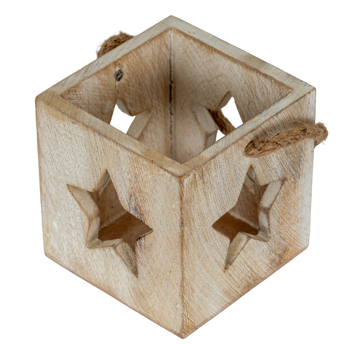 Washed Wood Star Tealight Candle Holder – alternate view 3