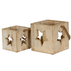 Washed Wood Star Tealight Candle Holder – alternate view 4