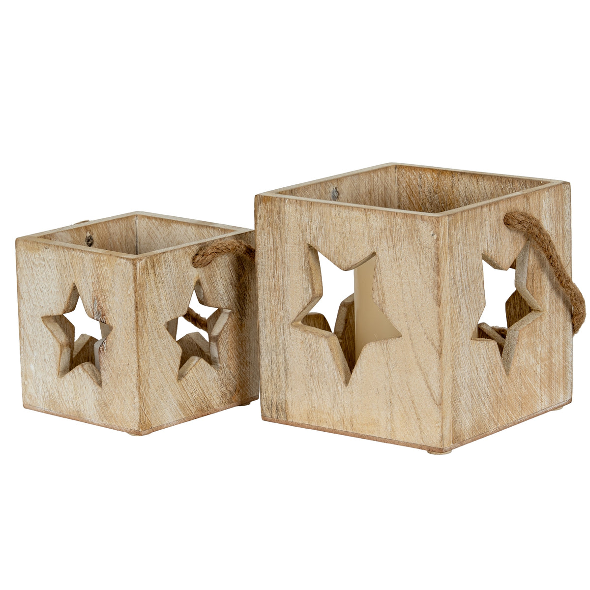 Washed Wood Star Tealight Candle Holder – alternate view 4