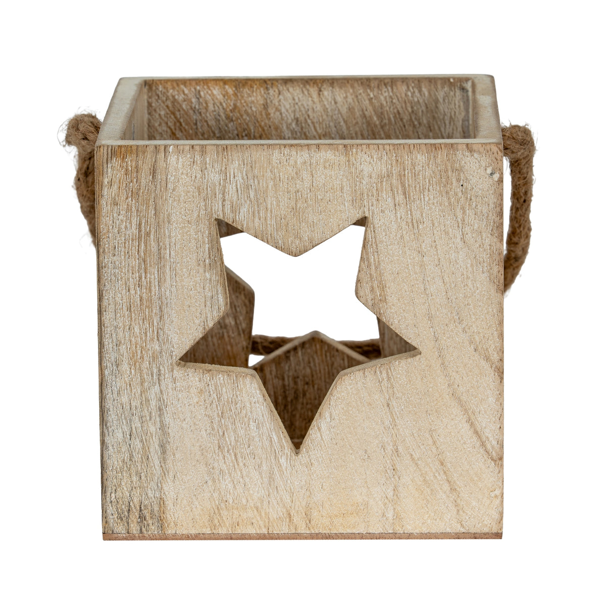 Washed Wood Large Star Tealight Candle Holder – alternate view 2