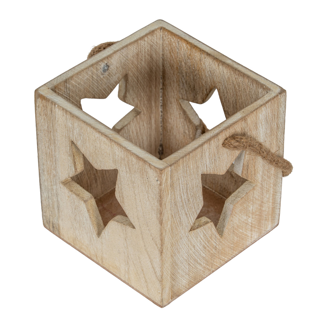 Washed Wood Large Star Tealight Candle Holder – alternate view 3