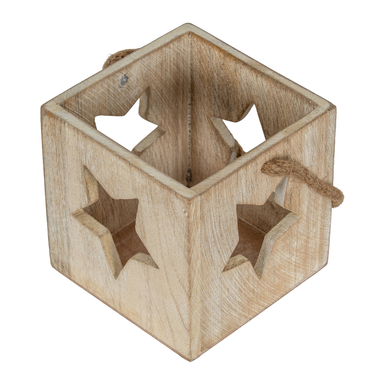 Washed Wood Large Star Tealight Candle Holder – alternate view 3