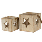Washed Wood Large Star Tealight Candle Holder – alternate view 4