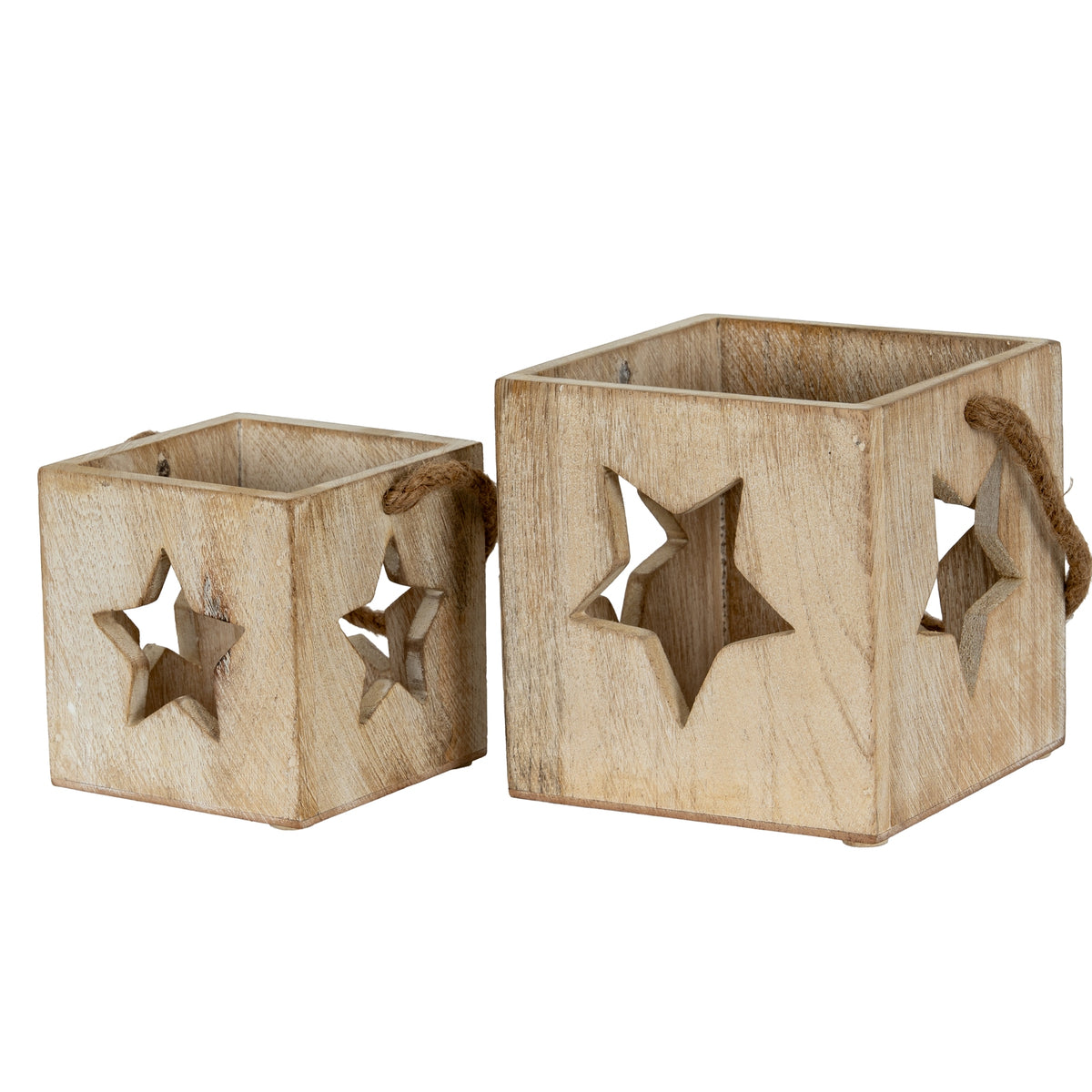 Washed Wood Large Star Tealight Candle Holder – alternate view 4