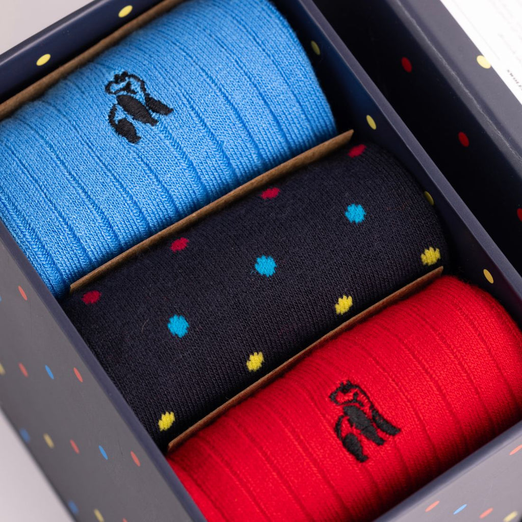Multi Spot Bamboo-Blend Sock Gift Box, 3 Pairs