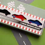 Racing Car Bamboo-Blend Sock Gift Box, 4 Pairs