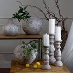 Small Stone Ceramic Column Candle Holder – alternate view 3